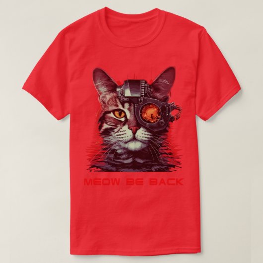 レトロ80s 90sロボット猫 tシャツ (デザイン正面)