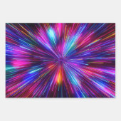 レトロ80s 90s明るいピンクのネオンレ白熱［赤熱］光を放つーザ ラッピングペーパーシート (正面3)