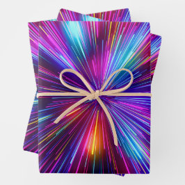 レトロ80s 90s明るいピンクのネオンレ白熱［赤熱］光を放つーザ ラッピングペーパーシート