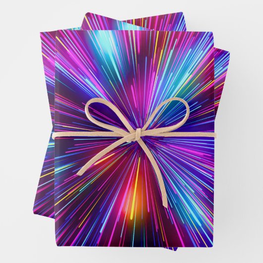 レトロ80s 90s明るいピンクのネオンレ白熱［赤熱］光を放つーザ ラッピングペーパーシート (インサイチュ)