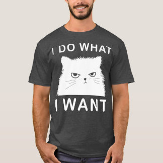 レトロ80s 90s猫好きおもしろいI Do What I Want Ca Tシャツ