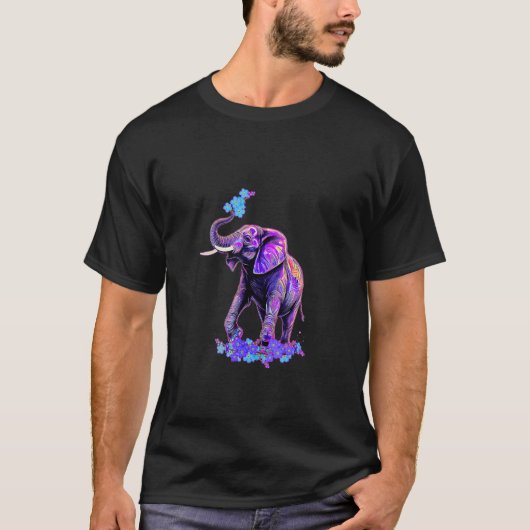 レトロ80s 90s synthwave me忘れ not  Elephant Tru Tシャツ (正面)
