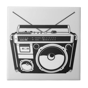 レトロ80s Boomboxグレー タイル