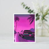 レトロ80s Lo-FiノスタルジックなネオンVAPORWAVEはがき ポストカード (スタンド正面)