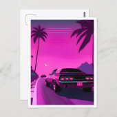 レトロ80s Lo-FiノスタルジックなネオンVAPORWAVEはがき ポストカード (正面/裏面)