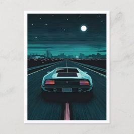 レトロ80s Lo-Fi Vaporwave Futuristic Supercar ポストカード