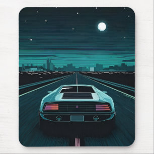 レトロ80s Lo-Fi Vaporwave Futuristic Supercar マウスパッド