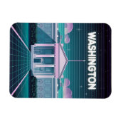 レトロ80s LoFi合成波ホワイトハウスワシントンDC マグネット (横)