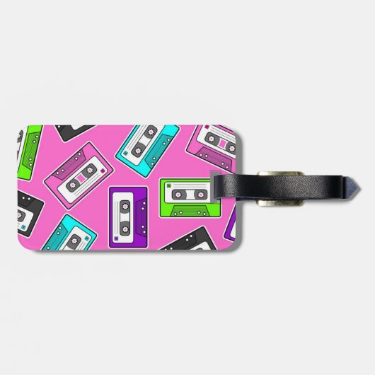 レトロ80''s Mixtapeプリント-ピンク ラゲッジタグ (裏面横)