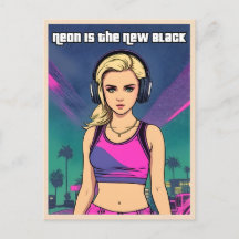 レトロ80s Vaporwave Lo-Fiネオンノスタルジアガール