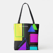 レトロ80tファッションネオンフルオロはっきりした幾何学的プリント トートバッグ (裏面)