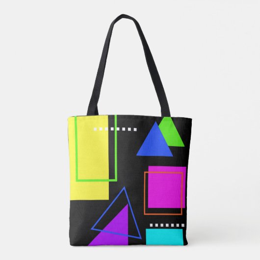 レトロ80tファッションネオンフルオロはっきりした幾何学的プリント トートバッグ (裏面)