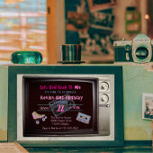 レトロ90のテーマ旧テレビ誕生日 招待状