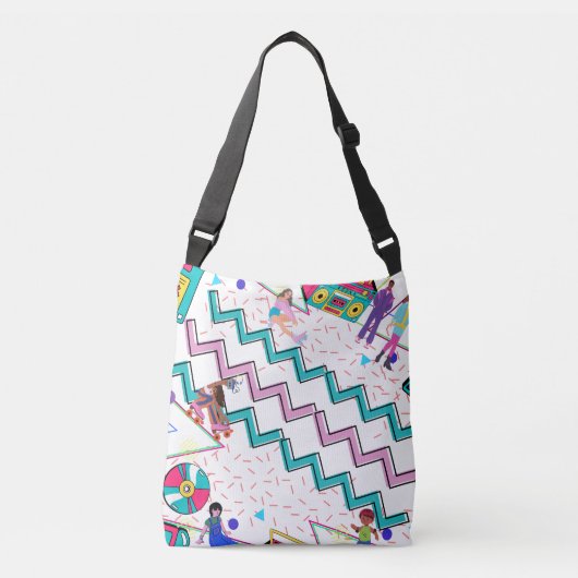レトロ90のトートバッグ/スケート/ブーメボックスカラフル/ クロスボディバッグ (正面)