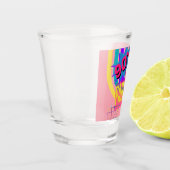 レトロ90のパーティーピンクノスタルジック誕生日 ショットグラス (左)