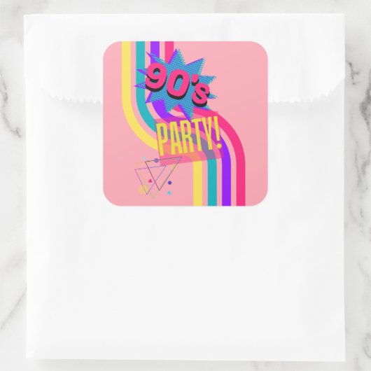 レトロ90のパーティーピンクノスタルジック誕生日 スクエアシール (バッグ)