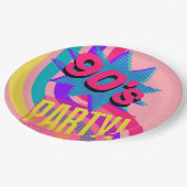 レトロ90のパーティーピンクノスタルジック誕生日 ペーパープレート (アングル)