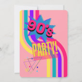 レトロ90のパーティーピンクノスタルジック誕生日 招待状 (裏面)