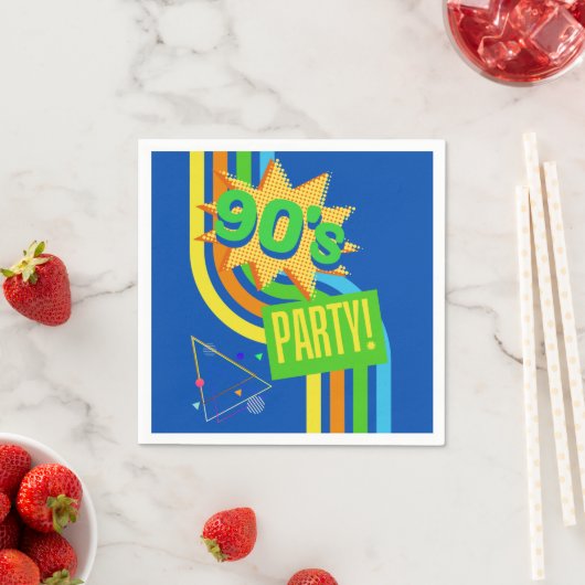 レトロ90のパーティーブライトブルーノスタルジック誕生日 スタンダードカクテルナプキン (インサイチュ)
