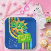 レトロ90のパーティーブライトブルーノスタルジック誕生日 ペーパープレート (パーティー)