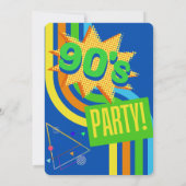 レトロ90のパーティーブライトブルーノスタルジック誕生日 招待状 (裏面)