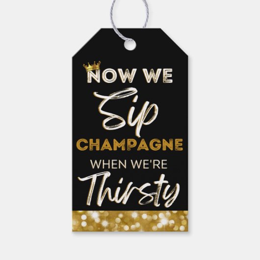 レトロ90のヒップホップベビーシャワー|誕生日シャンパン ギフトタグ (正面)