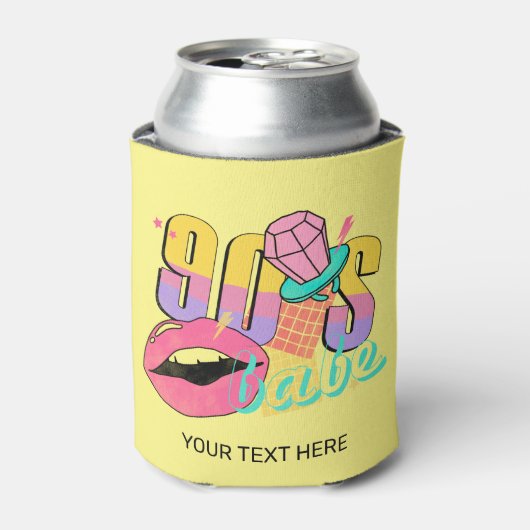 レトロ90のベビーリップリングや輪黄ポップ・アートの色ティール（緑がかった色）名 缶クーラー (缶正面)