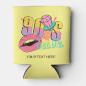 レトロ90のベビーリップリングや輪黄ポップ・アートの色ティール（緑がかった色）名 缶クーラー (正面)