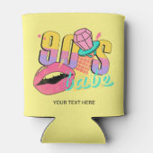 レトロ90のベビーリップリングや輪黄ポップ・アートの色ティール（緑がかった色）名 缶クーラー (裏面)