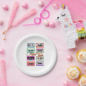 レトロ90の混合テープカセット誕生日パーティー ペーパープレート (パーティー)