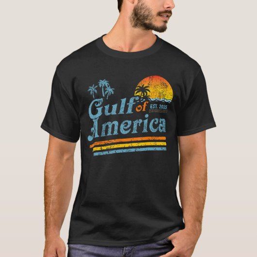 レトロ90の米国湾2025米国国旗の夏 Tシャツ (正面)