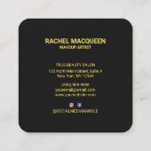 レトロ90の赤い黄色の幾何学唇のメイクアップ スクエア名刺 (裏面)