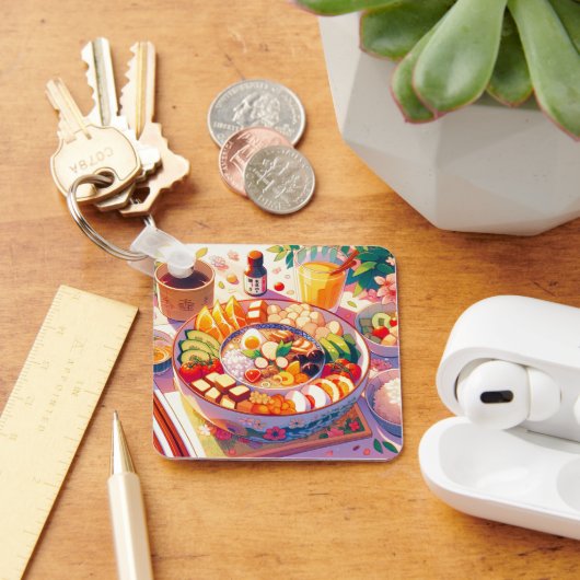 レトロ90年代アニメ日本のフードボウル美学 キーホルダー (デスク)