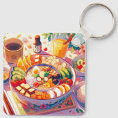 レトロ90年代アニメ日本のフードボウル美学 キーホルダー (裏面)