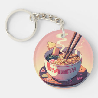 レトロ90年代アニメ ラーメン アート キーホルダー