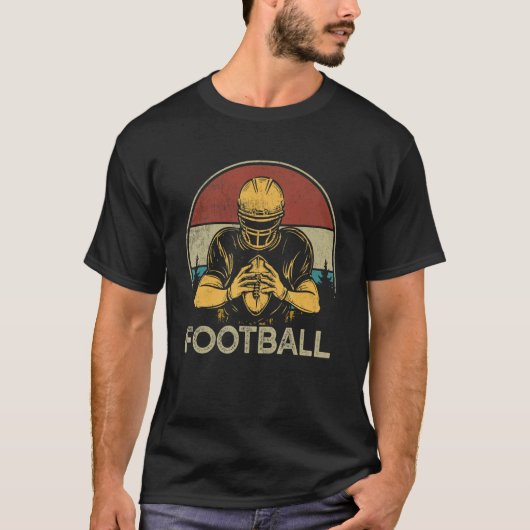 レトロ90年代アメリカンフットボールテーマグラフィックサッカー Tシャツ (正面)