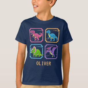レトロ90年代アーケード恐竜キャラクター Tシャツ