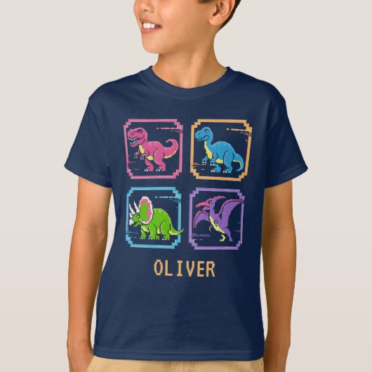 レトロ90年代アーケード恐竜キャラクター Tシャツ (正面)