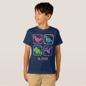 レトロ90年代アーケード恐竜キャラクター Tシャツ (正面フル)