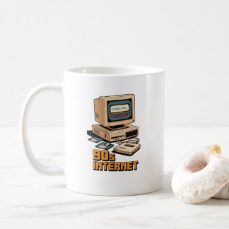 レトロ90年代インターネットヴィンテージコンピューターイラスト – コーヒーマグカップ