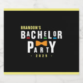 レトロ90年代カラフルな蝶ネクタイ独身パーティー黒 ビールラベル (シングルラベル)