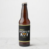 レトロ90年代カラフルな蝶ネクタイ独身パーティー黒 ビールラベル (正面)