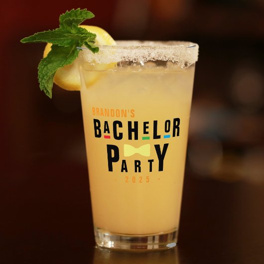 レトロ90年代カラフルな蝶ネクタイ独身パーティー タンブラーグラス