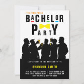 レトロ90年代カラフルな蝶ネクタイ独身パーティー 招待状 (正面)