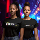 レトロ90年代カラフルバチェロレッテパーティー黒 Tシャツ