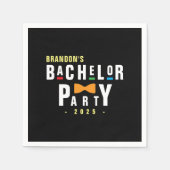 レトロ90年代カラフルボウタイ独身パーティー黒 スタンダードカクテルナプキン (正面)