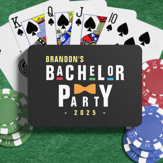 レトロ90年代カラフルボウタイ独身パーティー黒 トランプ