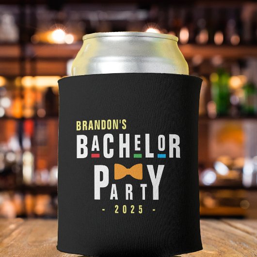 レトロ90年代カラフルボウタイ独身パーティー黒 缶クーラー