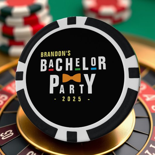 レトロ90年代カラフル蝶ネクタイ独身パーティー黒 ポーカーチップ