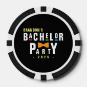 レトロ90年代カラフル蝶ネクタイ独身パーティー黒 ポーカーチップ (正面)